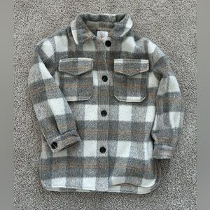 NWOT gb Girls Gray and Brown Plaid Shacket XL